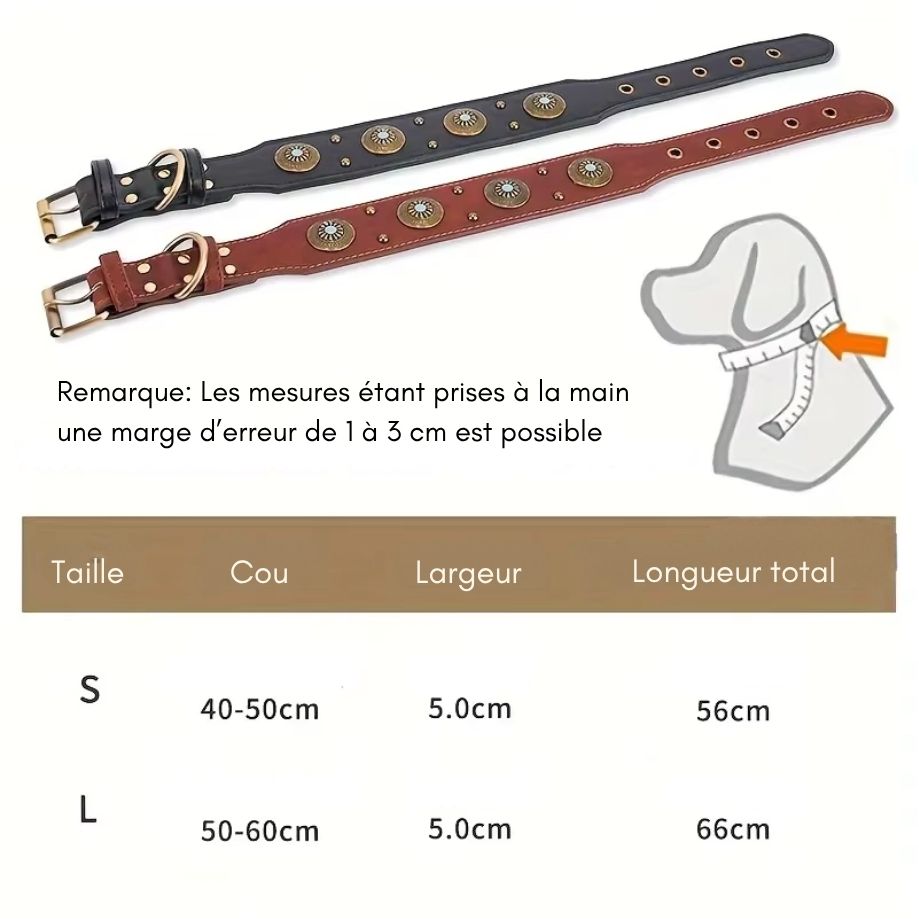 Collier pour Chien en Cuir Robuste – Luxe Vintage, Fait à la Main, Boucle Métal Réglable, Confort & Durabilité – Idéal Grands Chiens