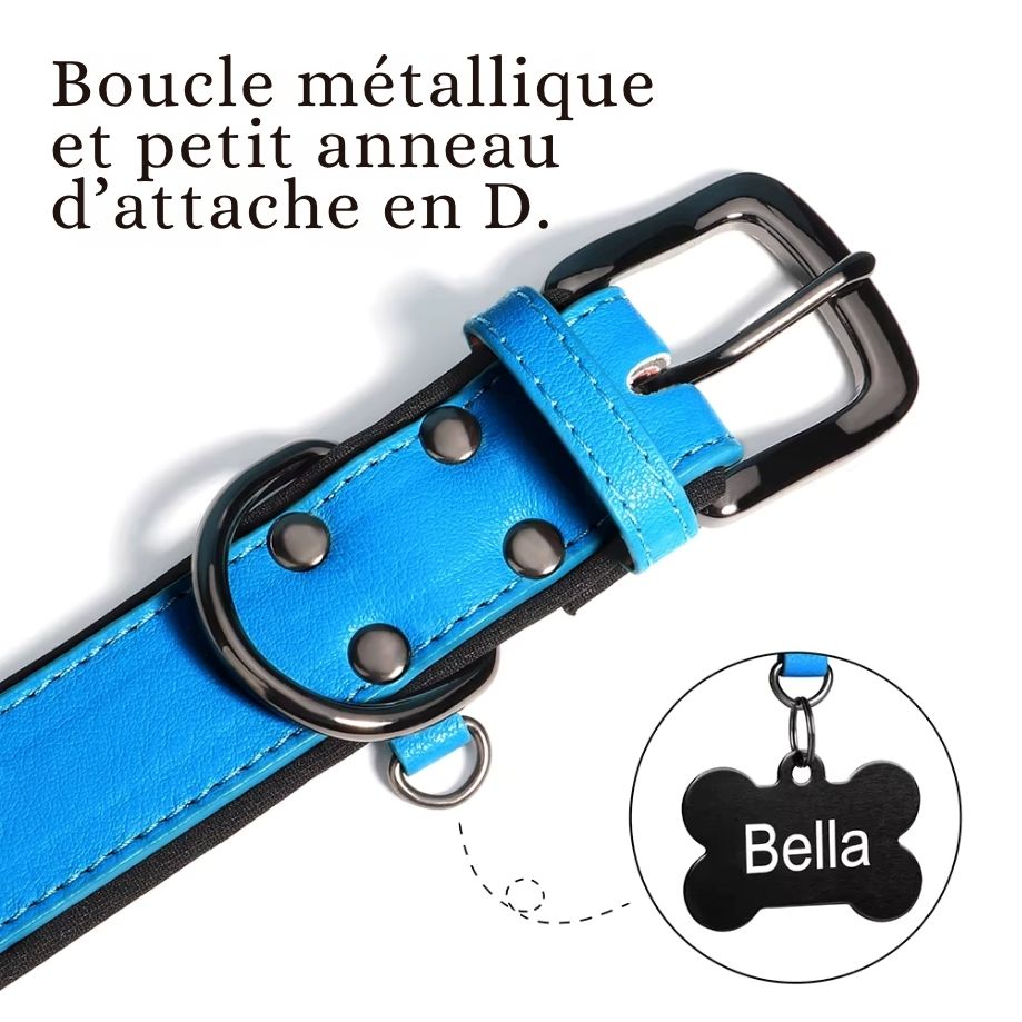 Collier pour Grand Chien Rembourré Confort – Cuir PU Souple & Réglable (Beagle, Pitbull, Bouledogue, Bergers & Gros Chiens)