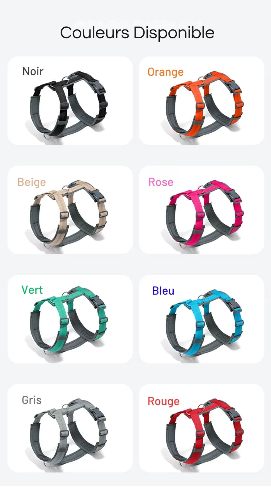 Harnais H pour chien réfléchissant sans traction – Confort, réglable, nylon lavable, anti-tirage –