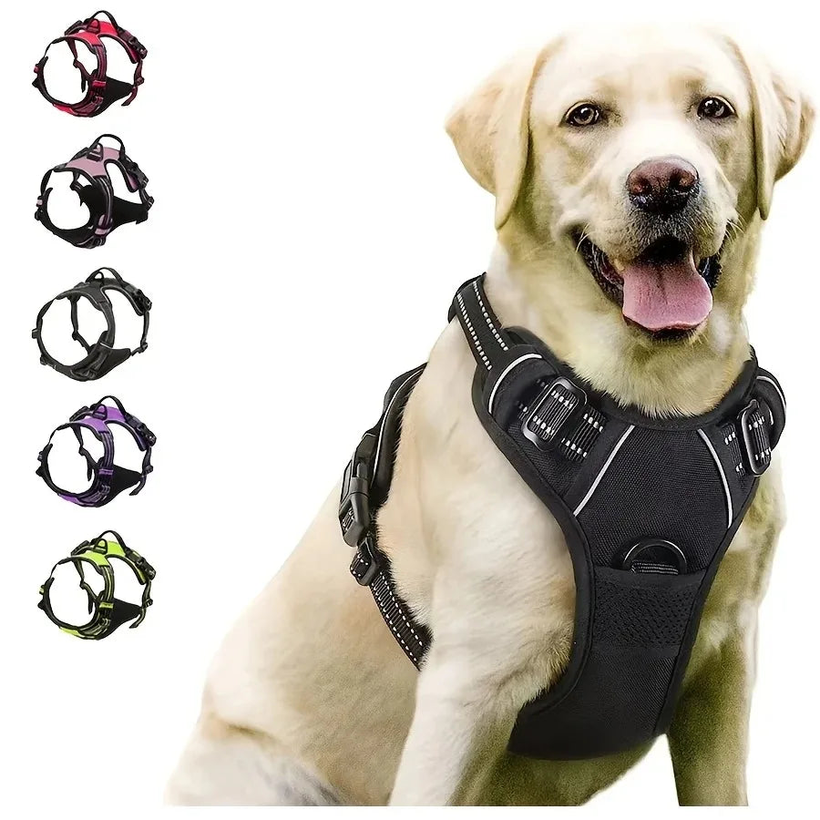 Harnais pour Chien Anti-Traction Réglable avec Laisse – Gilet Confortable et Sécurisé pour Petit, Moyen et Grand Chien