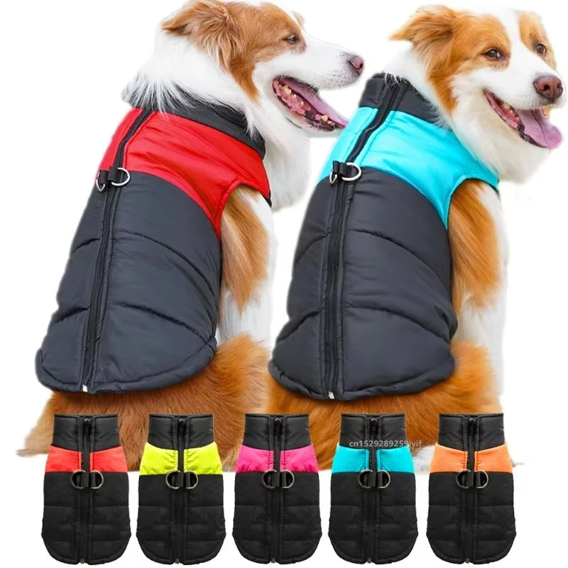 Manteau d’hiver imperméable pour chien | Gilet chaud matelassé rembourré, fermeture éclair, coupe-vent, confortable (S à 5XL) pour petits à grands chiens