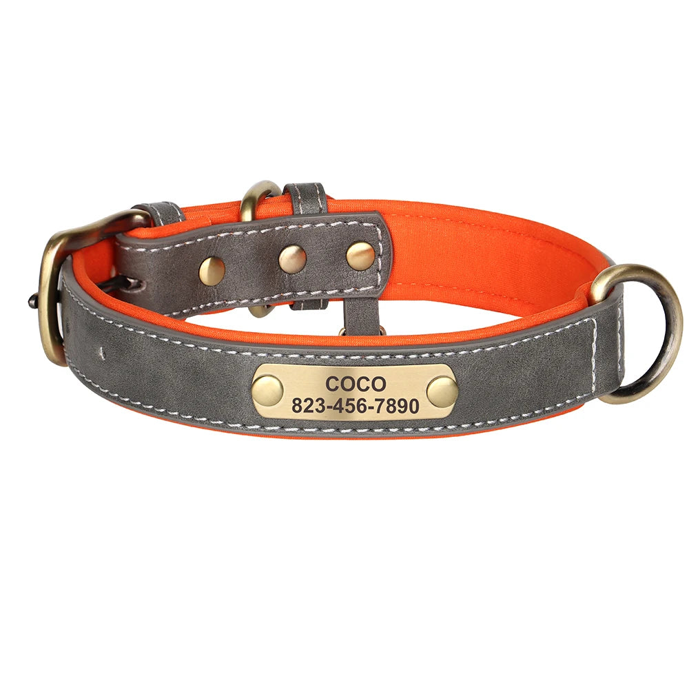 Collier Personnalisé pour Chien en Cuir PU – Gravure Gratuite du Nom & Numéro | Réglable, Confortable et Élégant pour Petits, Moyens et Grands Chiens