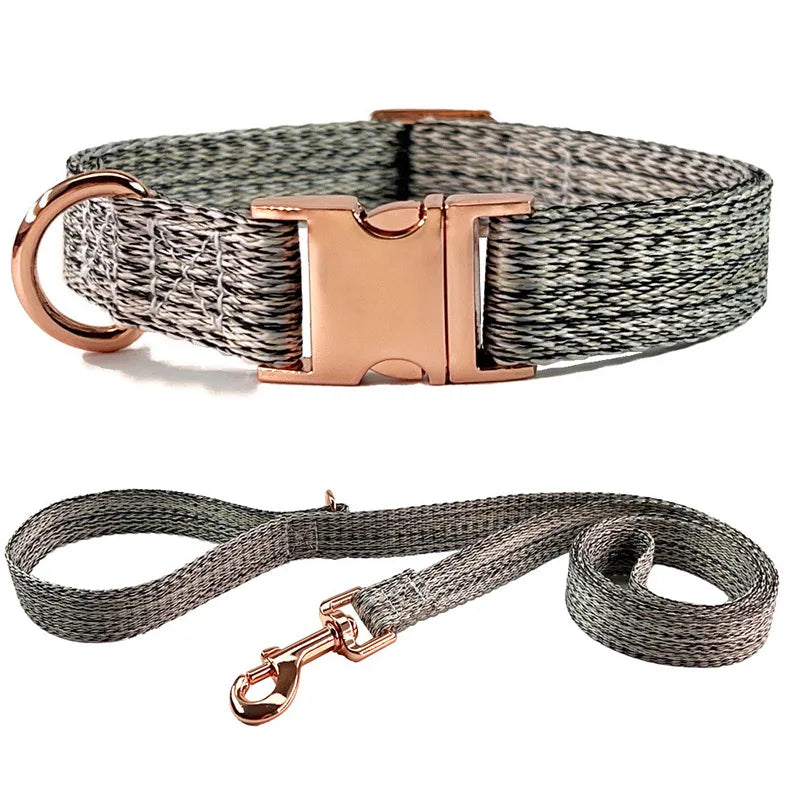 Collier & Laisse pour Chien et Chat en Lin Tressé – Boucle Métal Premium, Taille Ajustable, Ensemble Résistant et Confortable pour Promenade & Entraînement (XS à L)