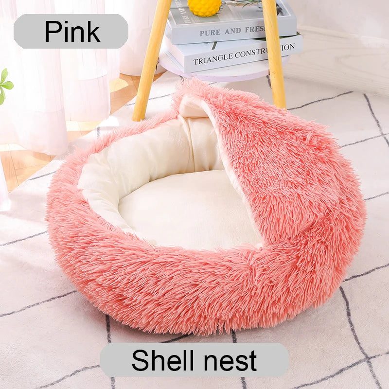 Lit rond pour animaux de compagnie, 40-60cm, pour grand chien, lit Super doux pour chat, Long panier en peluche, coussin, lit pour chat, tapis pour animaux, canapé de couchage
