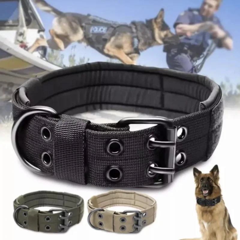 Collier Tactique Militaire pour Chien – Nylon Renforcé & Rembourré | Réglable, Résistant et Confortable – Idéal Dressage, Berger Allemand, Malinois, Chien de Service