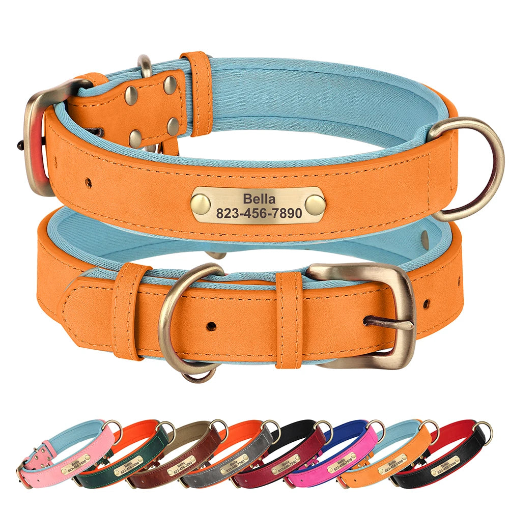 Collier Personnalisé pour Chien en Cuir PU – Gravure Gratuite du Nom & Numéro | Réglable, Confortable et Élégant pour Petits, Moyens et Grands Chiens