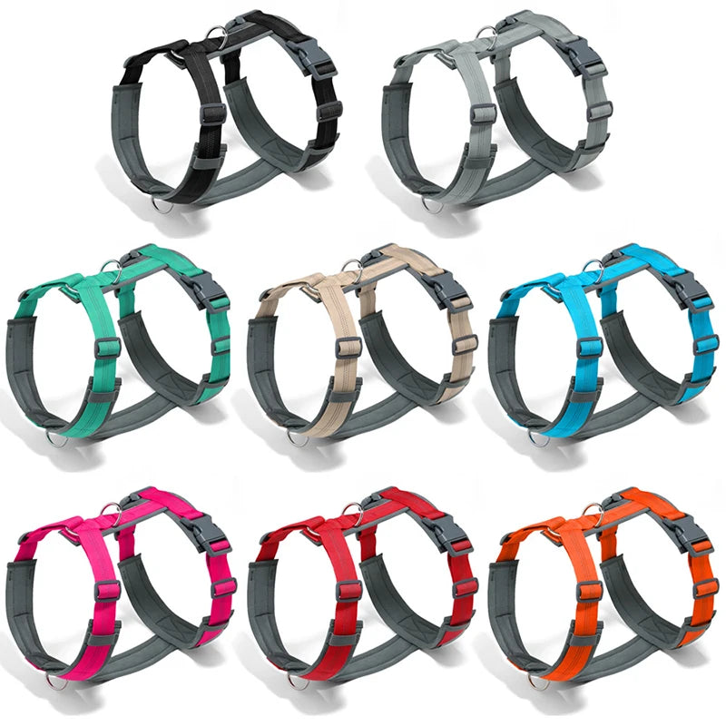 Harnais H pour chien réfléchissant sans traction – Confort, réglable, nylon lavable, anti-tirage –