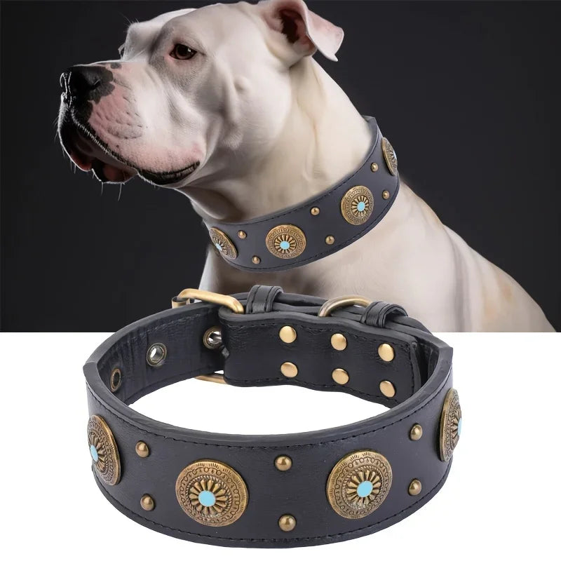 Collier pour Chien en Cuir Robuste – Luxe Vintage, Fait à la Main, Boucle Métal Réglable, Confort & Durabilité – Idéal Grands Chiens