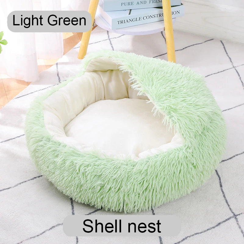 Lit rond pour animaux de compagnie, 40-60cm, pour grand chien, lit Super doux pour chat, Long panier en peluche, coussin, lit pour chat, tapis pour animaux, canapé de couchage
