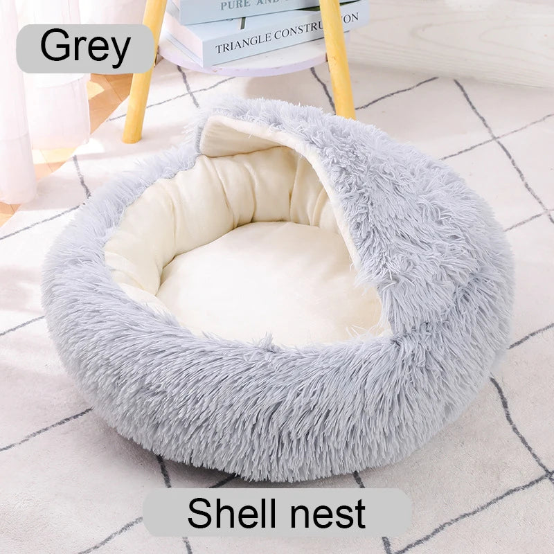 Lit rond pour animaux de compagnie, 40-60cm, pour grand chien, lit Super doux pour chat, Long panier en peluche, coussin, lit pour chat, tapis pour animaux, canapé de couchage