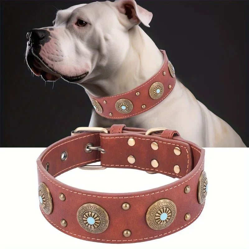 Collier pour Chien en Cuir Robuste – Luxe Vintage, Fait à la Main, Boucle Métal Réglable, Confort & Durabilité – Idéal Grands Chiens