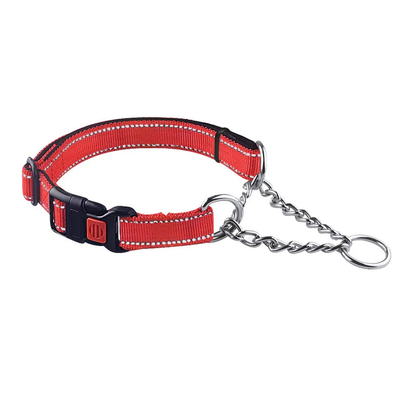 Collier Martingale Antidérapant Réglable pour Chiens – Nylon Réfléchissant et Chaîne Inox | Anti-Traction & Sécurité Totale