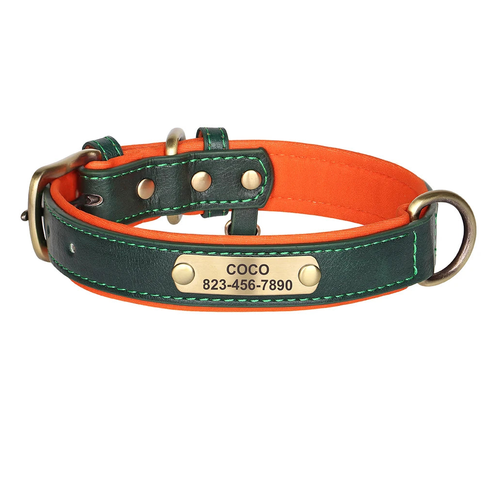 Collier Personnalisé pour Chien en Cuir PU – Gravure Gratuite du Nom & Numéro | Réglable, Confortable et Élégant pour Petits, Moyens et Grands Chiens