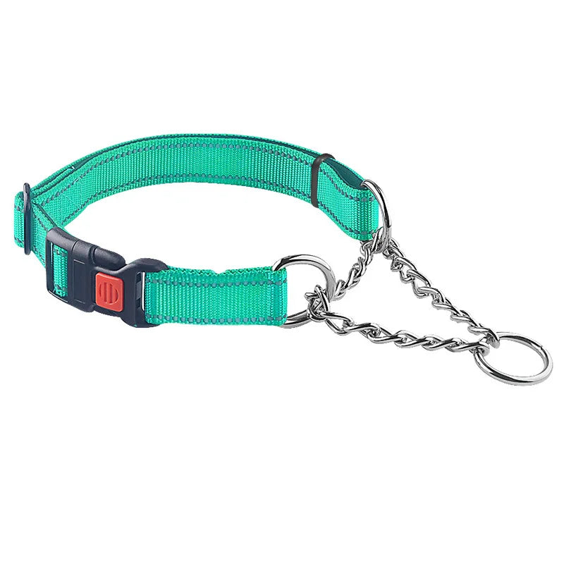 Collier Martingale Antidérapant Réglable pour Chiens – Nylon Réfléchissant et Chaîne Inox | Anti-Traction & Sécurité Totale