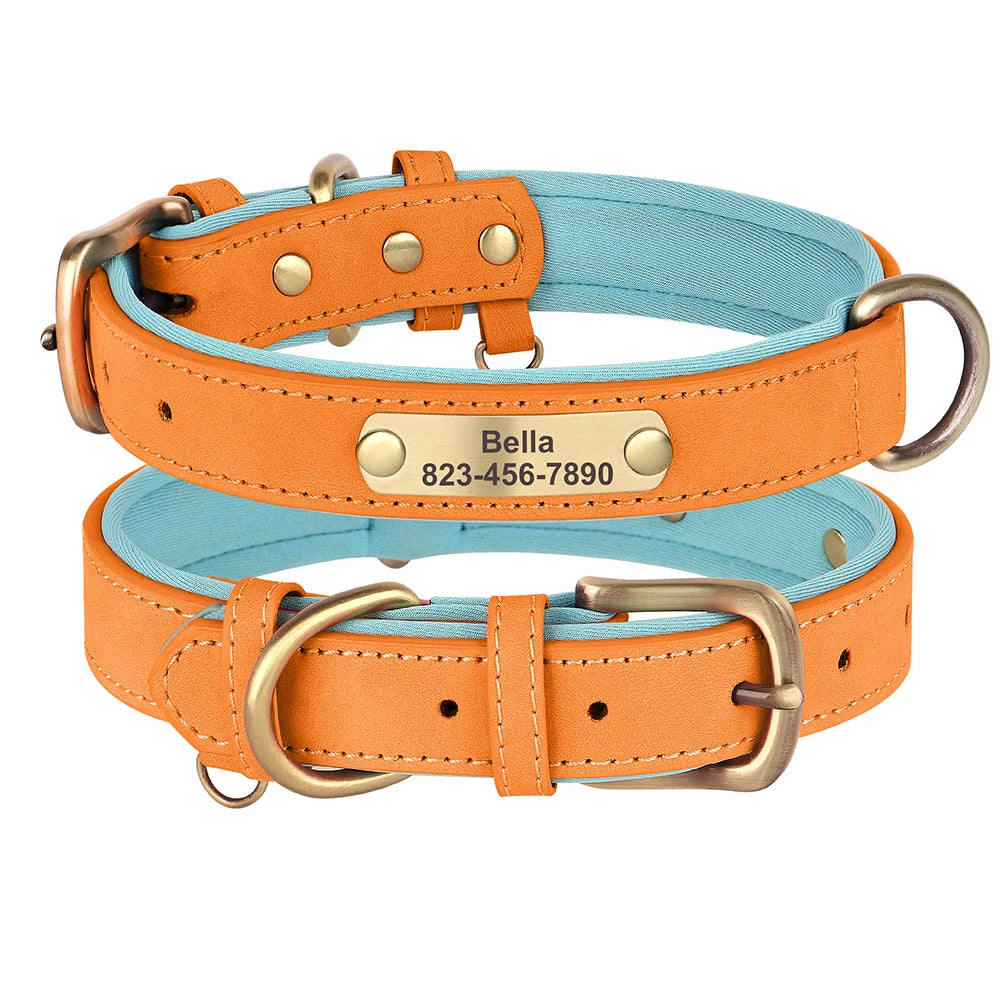 Collier Personnalisé pour Chien en Cuir PU – Gravure Gratuite du Nom & Numéro | Réglable, Confortable et Élégant pour Petits, Moyens et Grands Chiens