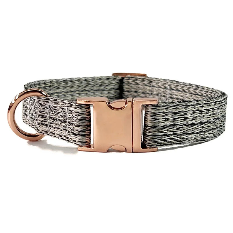 Collier & Laisse pour Chien et Chat en Lin Tressé – Boucle Métal Premium, Taille Ajustable, Ensemble Résistant et Confortable pour Promenade & Entraînement (XS à L)