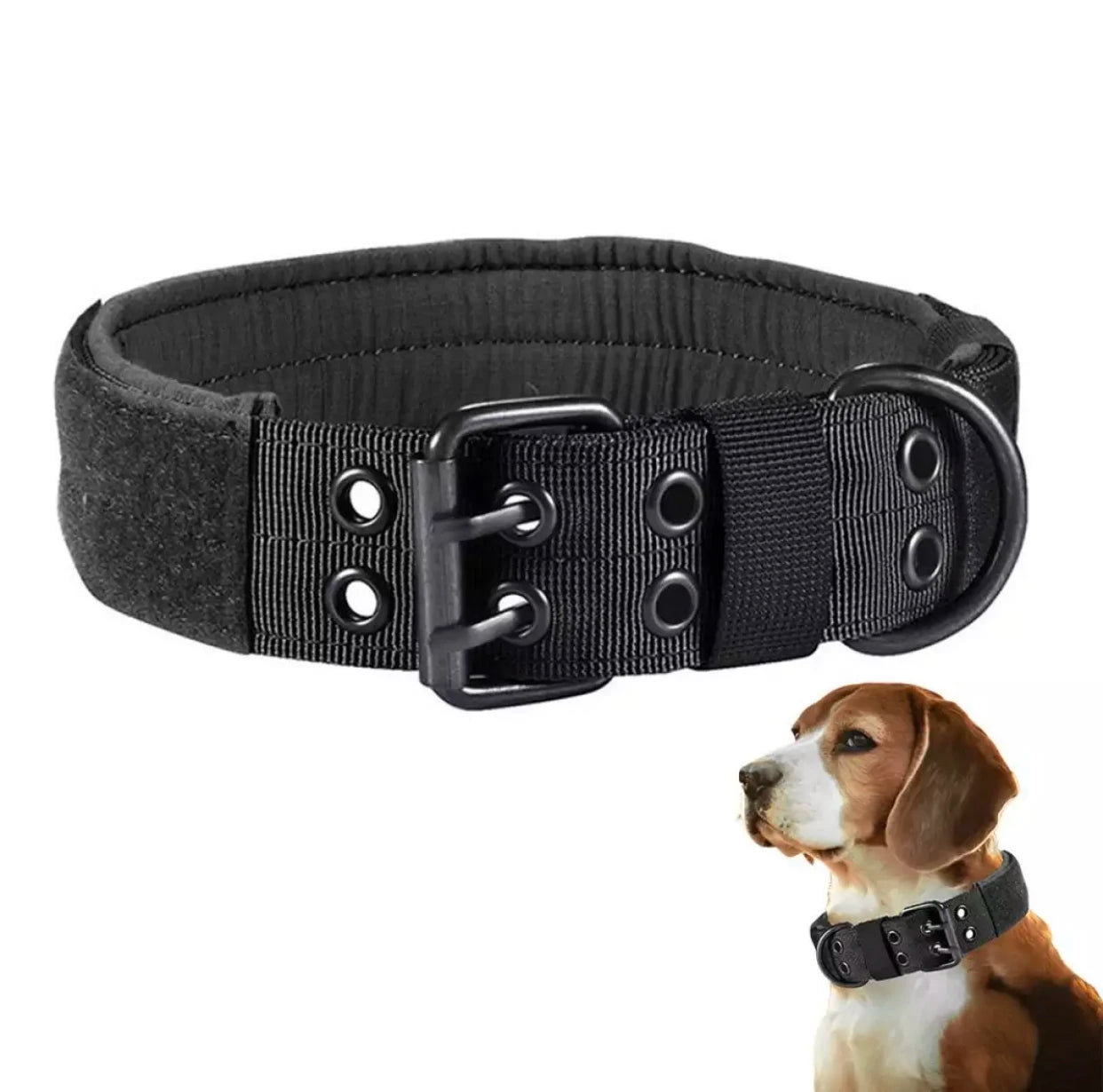 Collier Tactique Militaire pour Chien – Nylon Renforcé & Rembourré | Réglable, Résistant et Confortable – Idéal Dressage, Berger Allemand, Malinois, Chien de Service