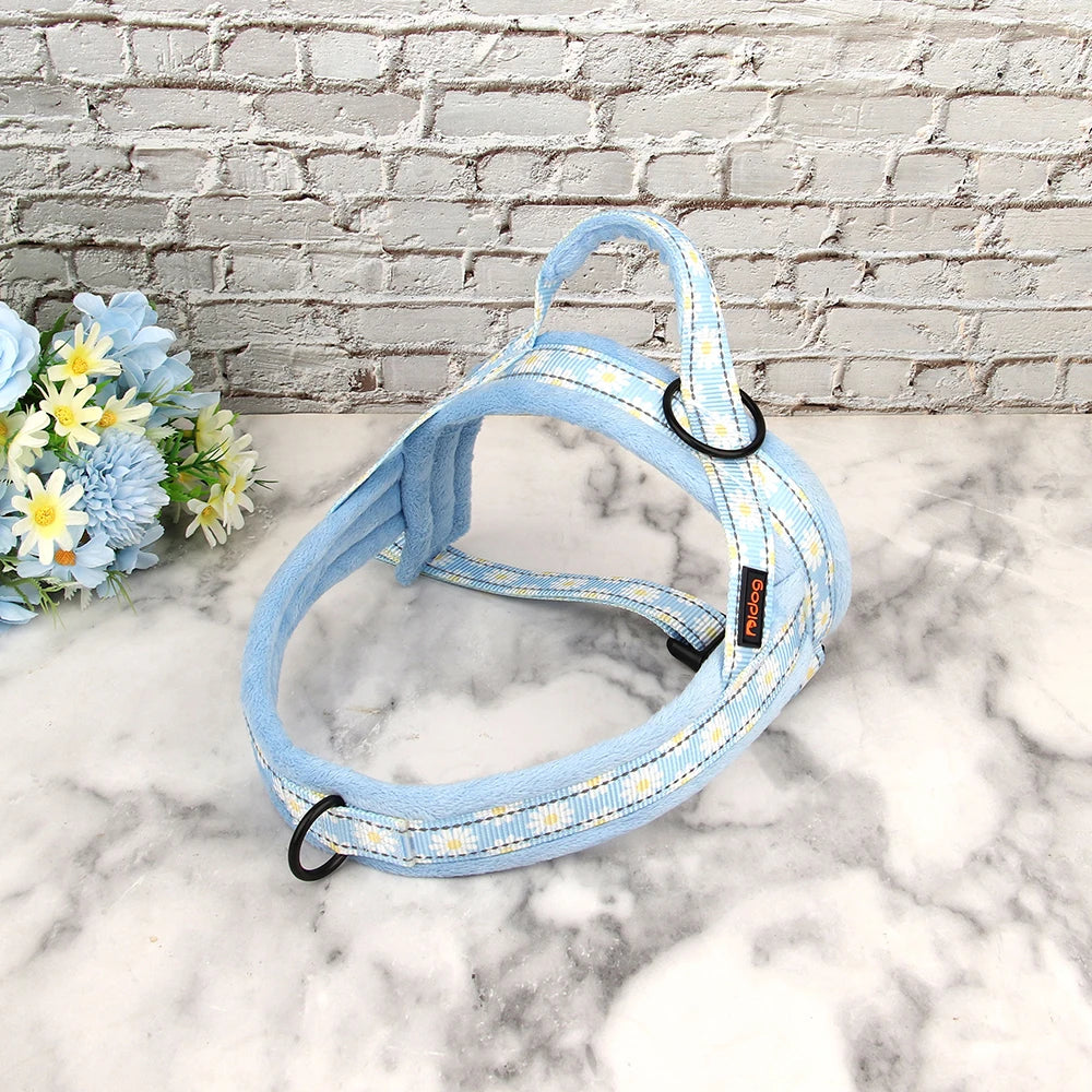 Harnais Rembourré pour Chien – Ajustable, Chaud, Floral & Doux (Tailles M-L-XL)