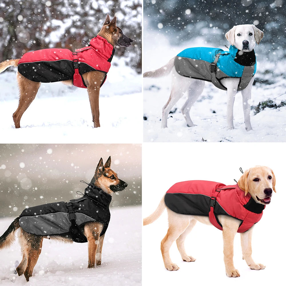 Manteau Imperméable Réfléchissant & Doublé Polaire pour Grand Chien (XL → 6XL)