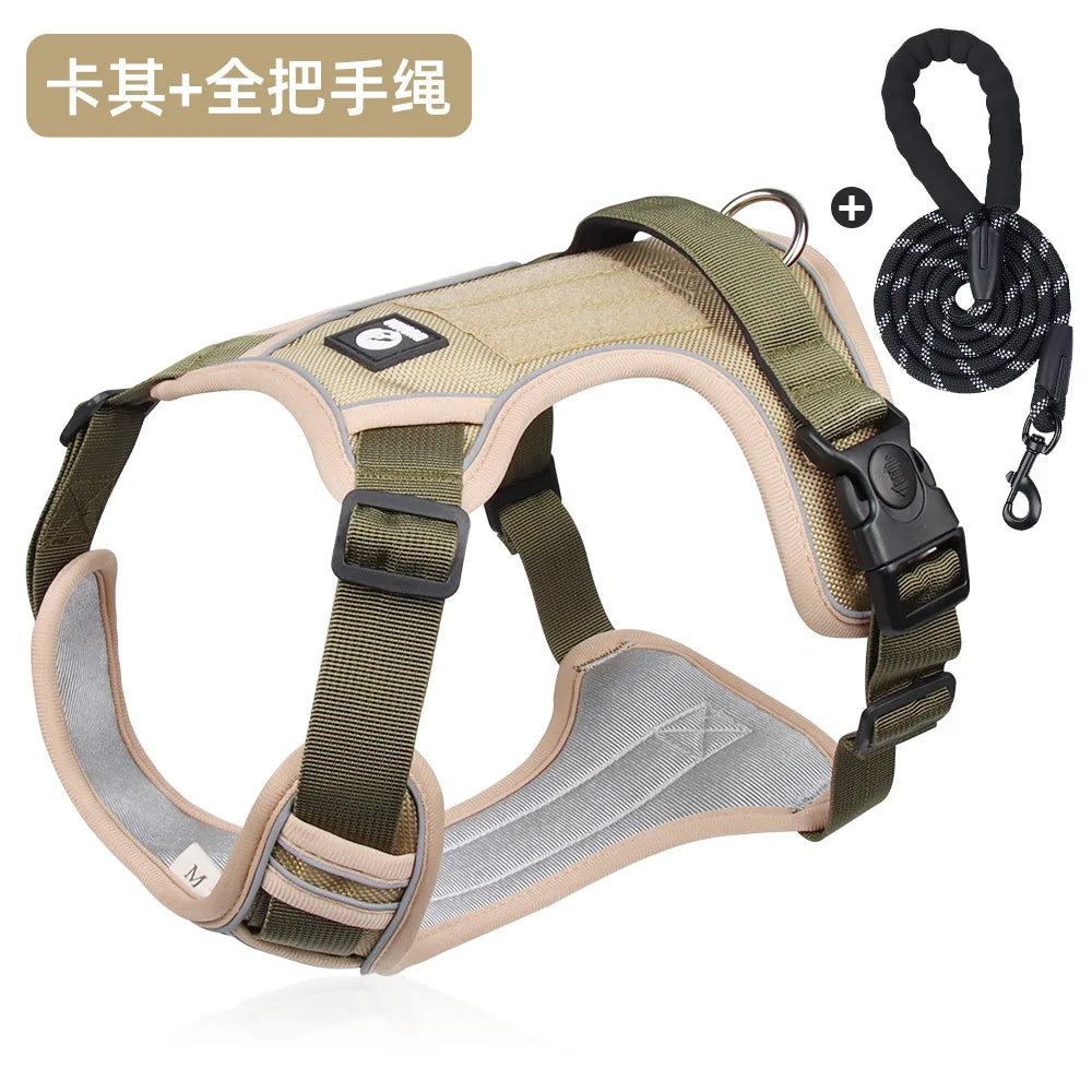 Harnais réfléchissant réglable pour chien – Avec laisse incluse | Confort & sécurité pour chiots et chiens de petite, moyenne et grande taille