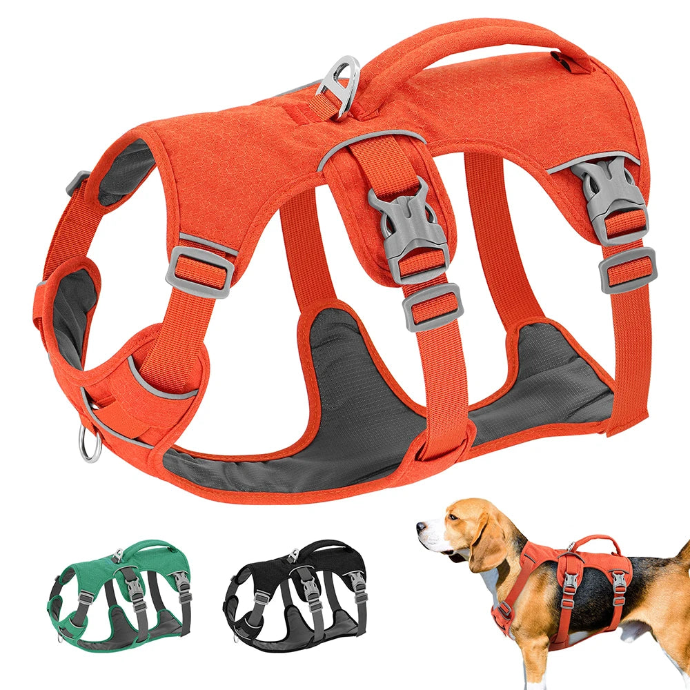 Harnais Anti-Traction Réglable pour Chien – Confort Max, Poignée de Contrôle, Attaches Avant & Dos, Coutures Réfléchissantes