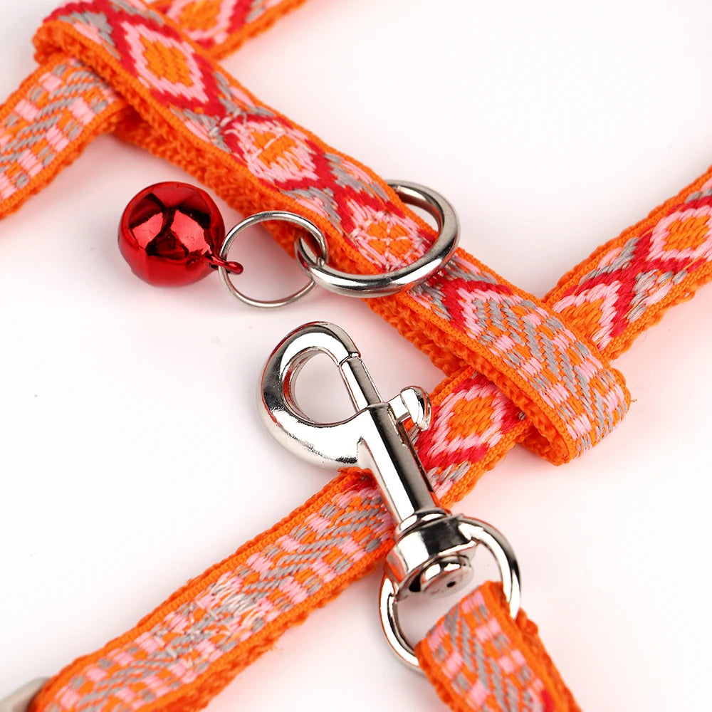 Harnais & Laisse Réglables avec Clochette pour Chat, Chiot & Petit Chien