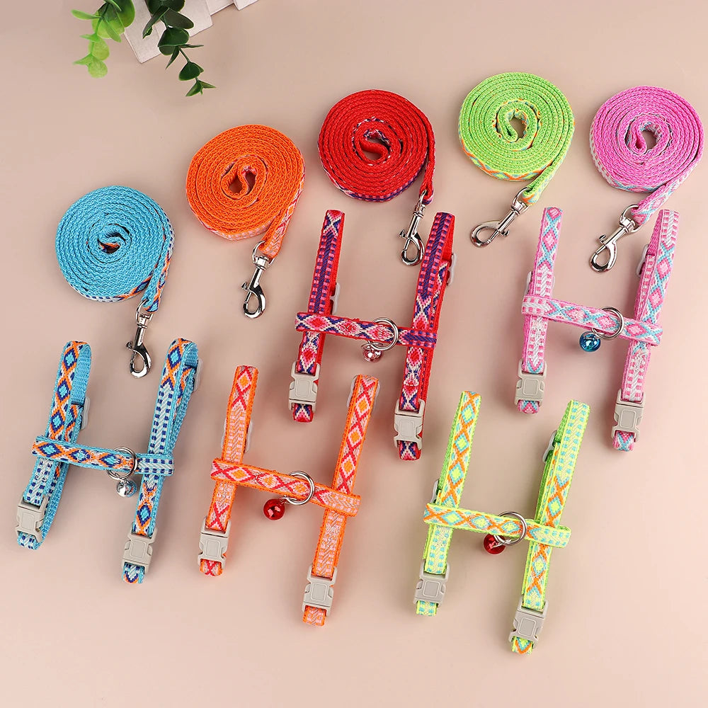 Harnais & Laisse Réglables avec Clochette pour Chat, Chiot & Petit Chien