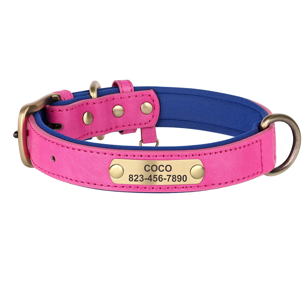 Collier Personnalisé pour Chien en Cuir PU – Gravure Gratuite du Nom & Numéro | Réglable, Confortable et Élégant pour Petits, Moyens et Grands Chiens