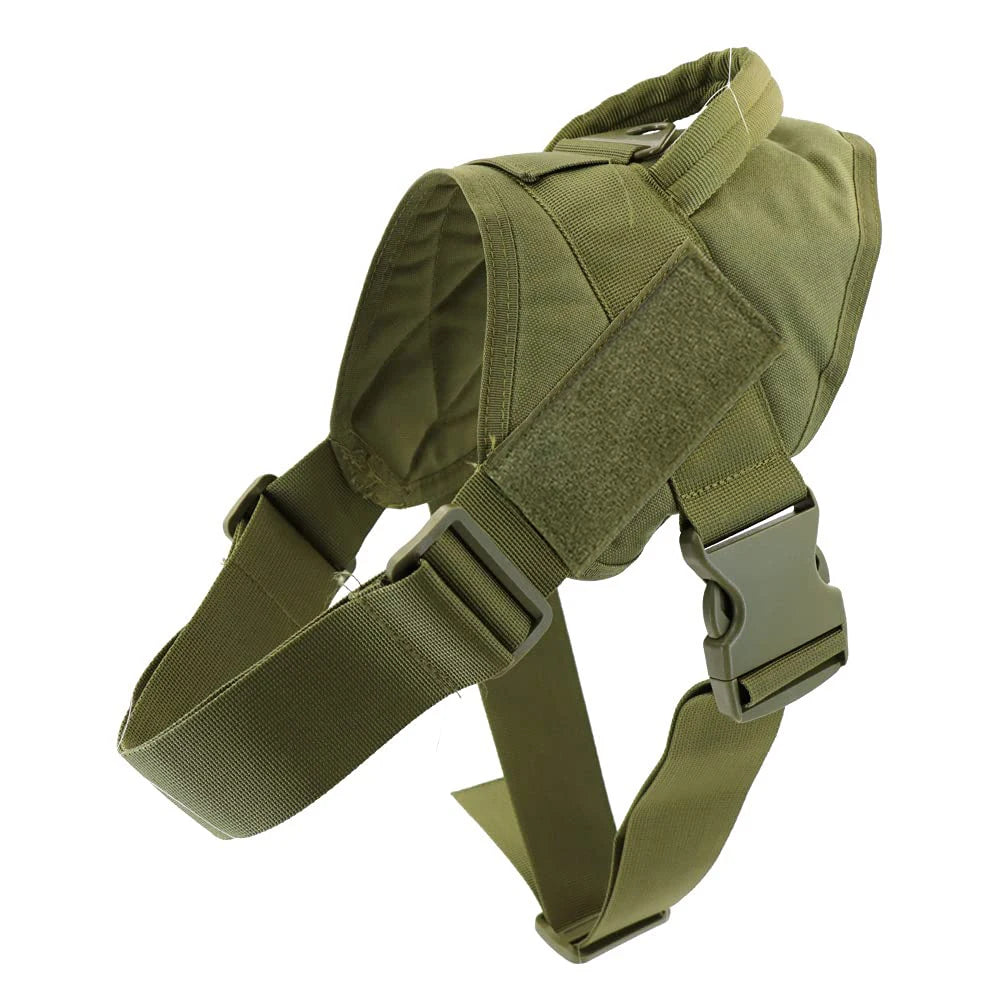 Harnais Tactique pour Chien – Nylon Résistant & Imperméable | Poignée de Contrôle, Attache en V, Anti-Traction | Entraînement, Service, Patrouille & Randonnée