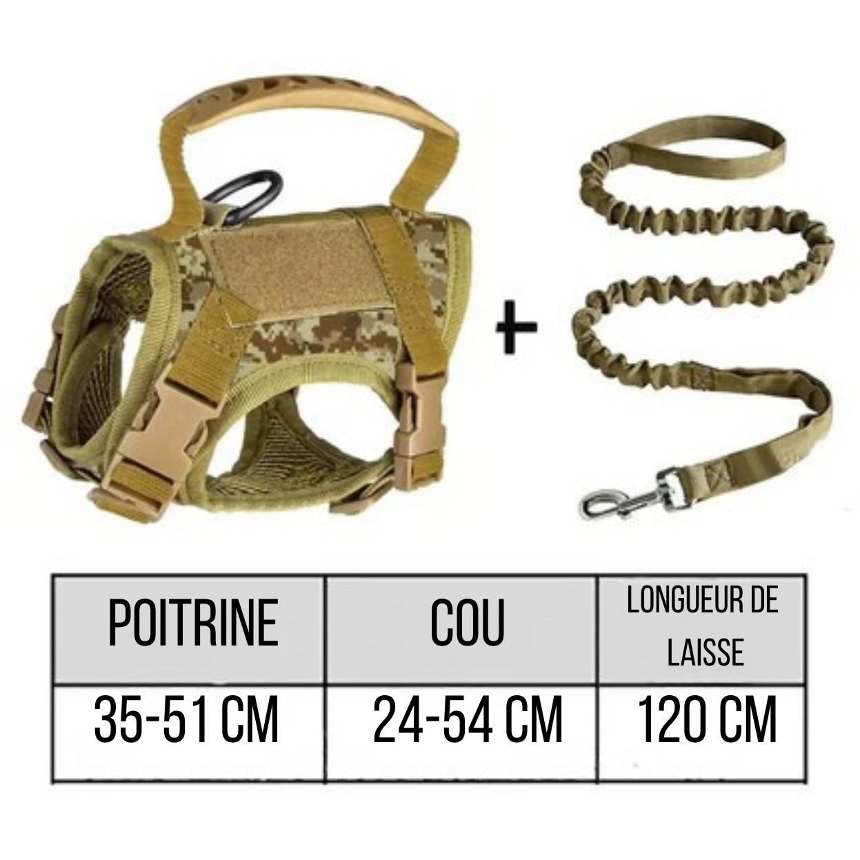 Harnais tactique pour chat et petit chien – Sécurité, confort et style militaire disponible en plusieurs couleurs