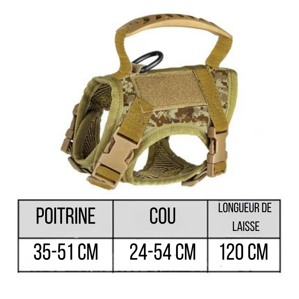 Harnais tactique pour chat et petit chien – Sécurité, confort et style militaire disponible en plusieurs couleurs