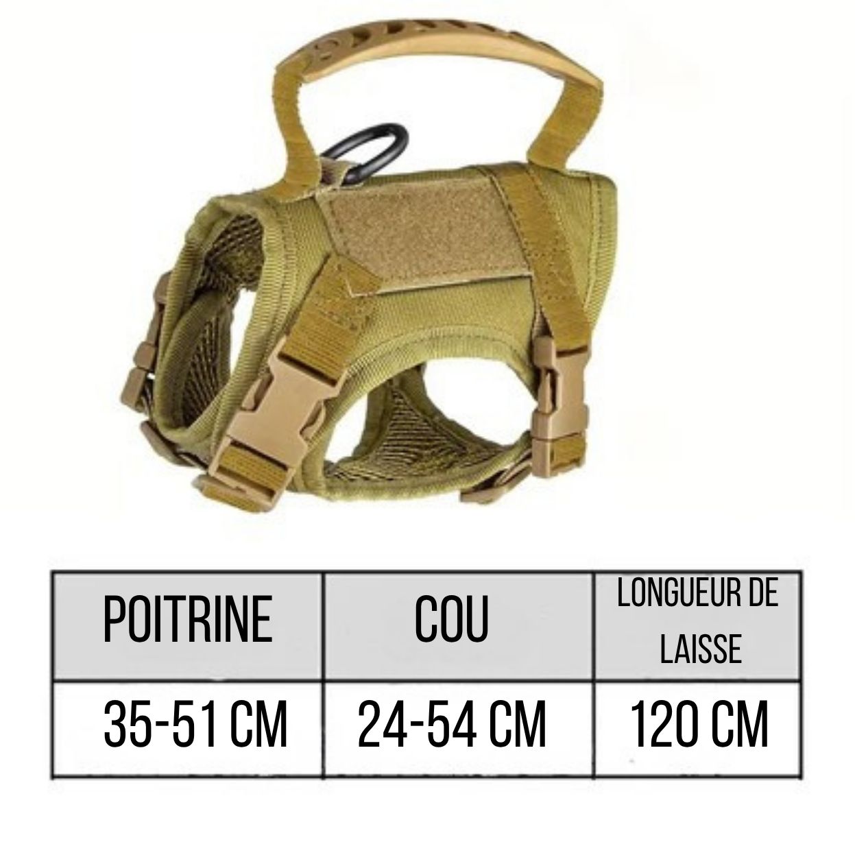 Harnais tactique pour chat et petit chien – Sécurité, confort et style militaire disponible en plusieurs couleurs
