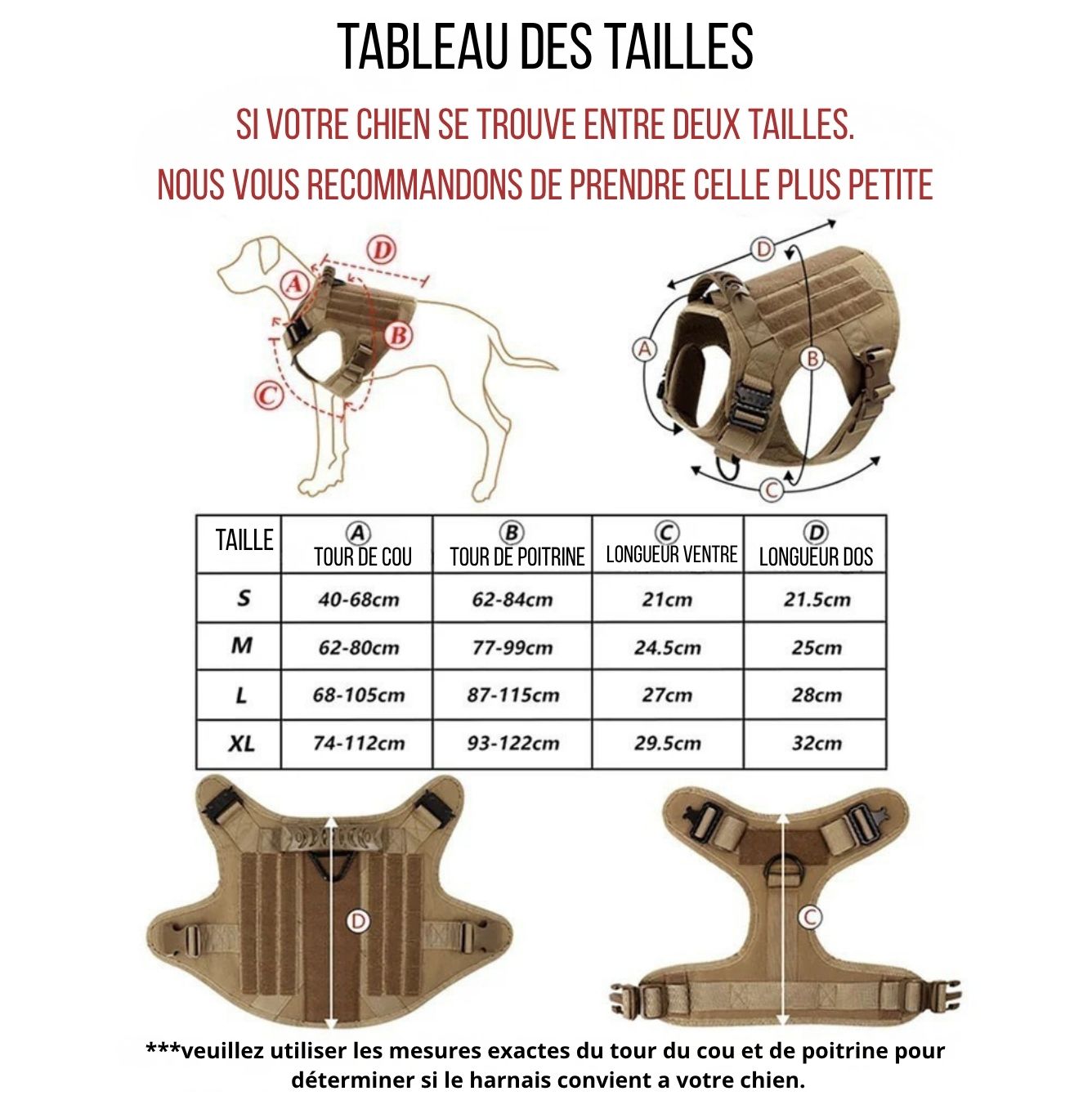 Harnais tactique militaire pour chien grand & moyen | Gilet K9 robuste avec laisse et patchs personnalisés